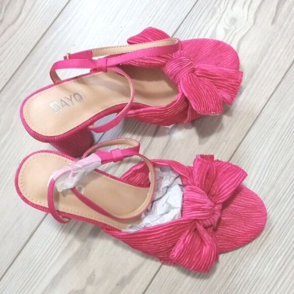 (S-3607) BAYQ Bowknot Open Toe Ankle Strap Block Heel Sandals Sz 7 - Picture 11 of 11